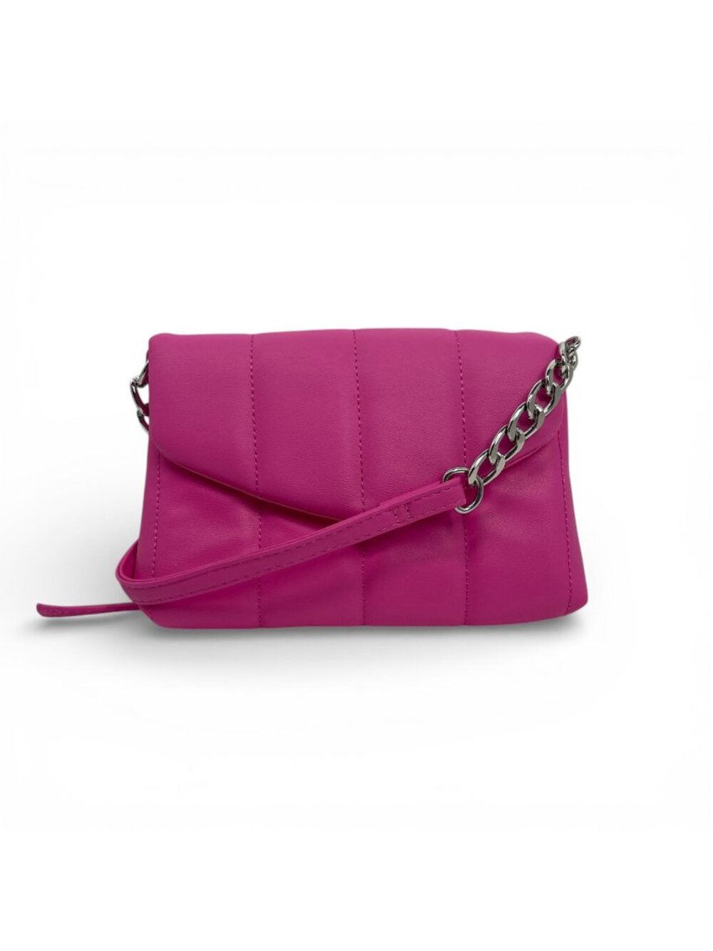 Primark Pink Quilted Crossbody Bag With Chain Strap & Magnetic Closure
